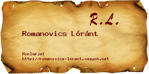 Romanovics Lóránt névjegykártya