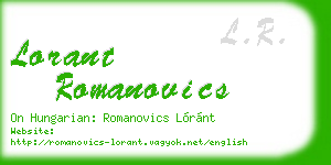 lorant romanovics business card